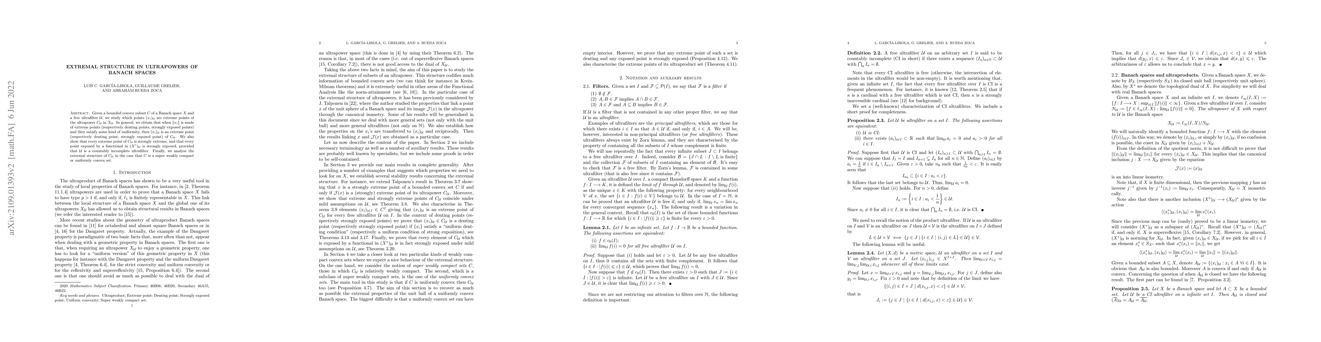 Thumbnail for Extremal structure in ultrapowers of Banach spaces