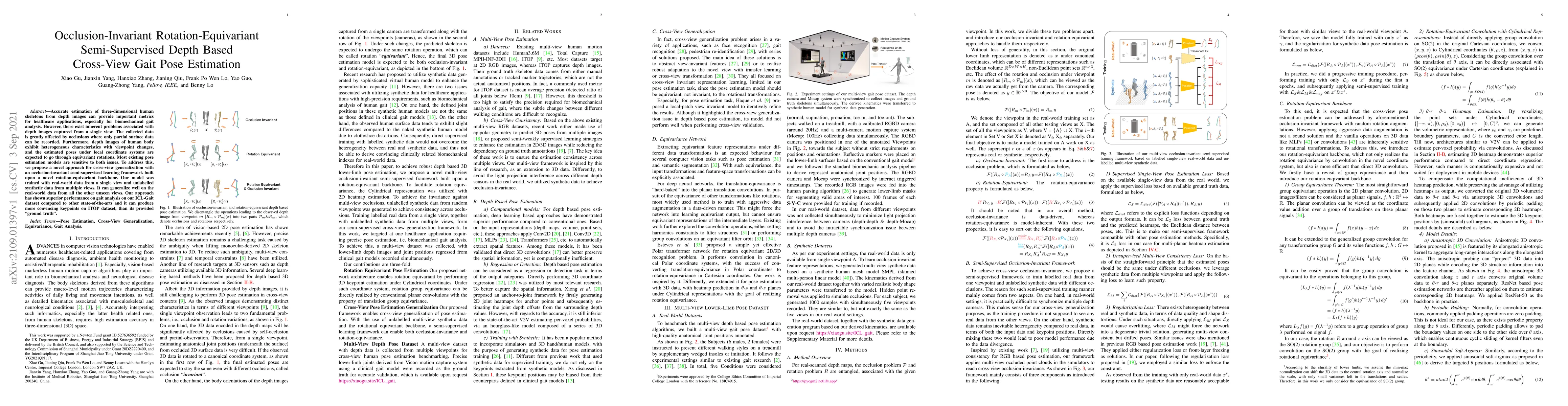 Thumbnail for Occlusion-Invariant Rotation-Equivariant Semi-Supervised Depth Based
  Cross-View Gait Pose Estimation