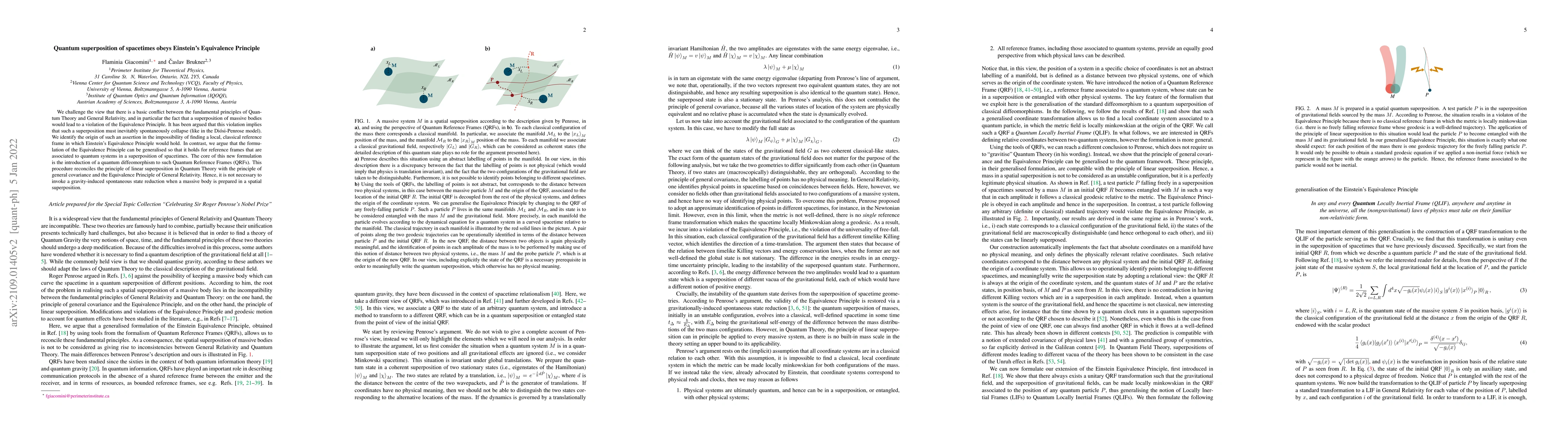 Thumbnail for Quantum superposition of spacetimes obeys Einstein's Equivalence
  Principle