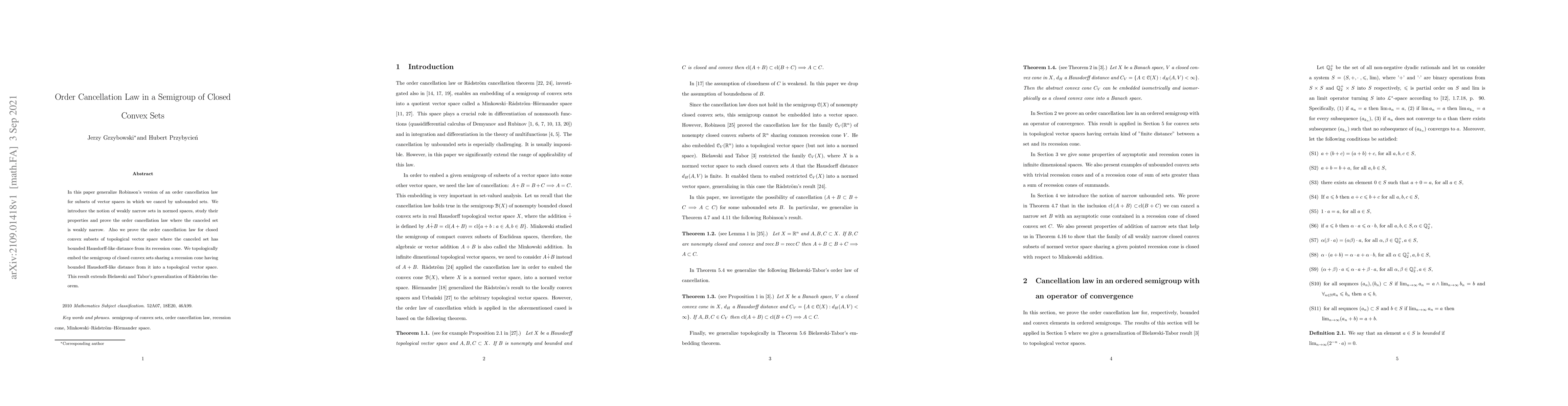 Thumbnail for Order Cancellation Law in a Semigroup of Closed Convex Sets