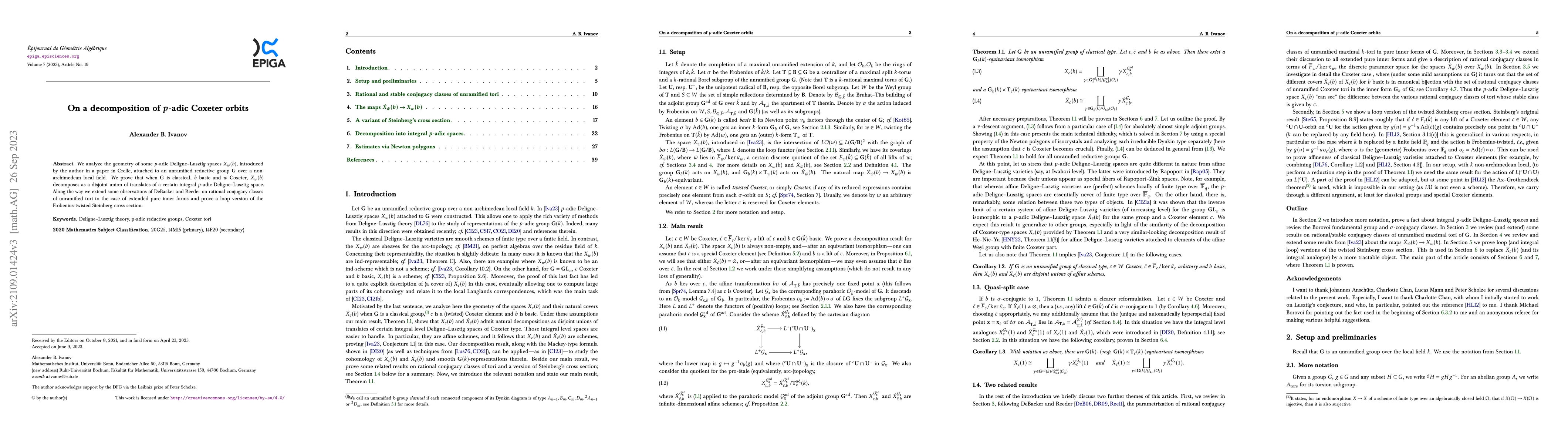 Thumbnail for On a decomposition of $p$-adic Coxeter orbits