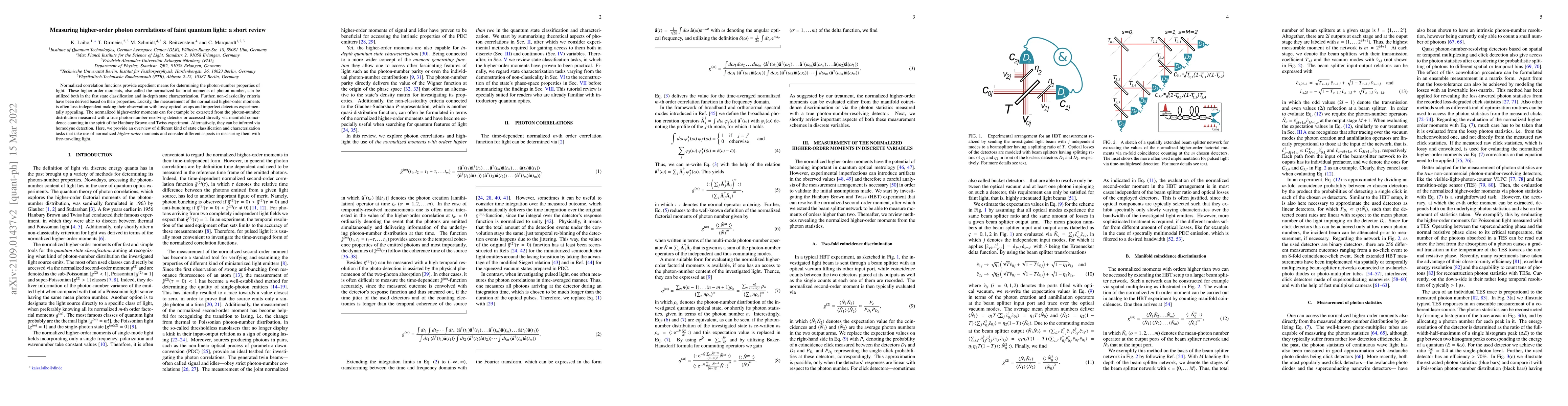 Thumbnail for Measuring higher-order photon correlations of faint quantum light: a
  short review