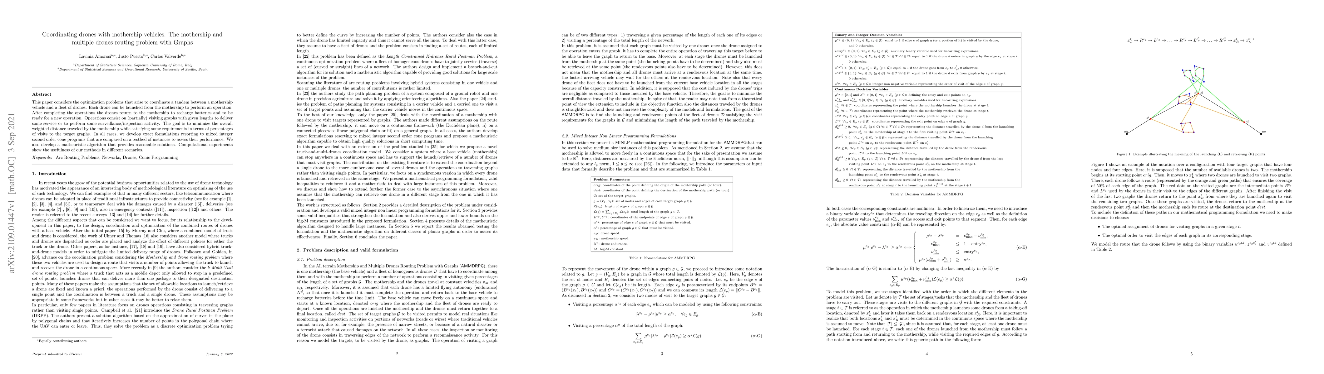 Thumbnail for Coordinating drones with mothership vehicles: The mothership and
  multiple drones routing problem with Graphs