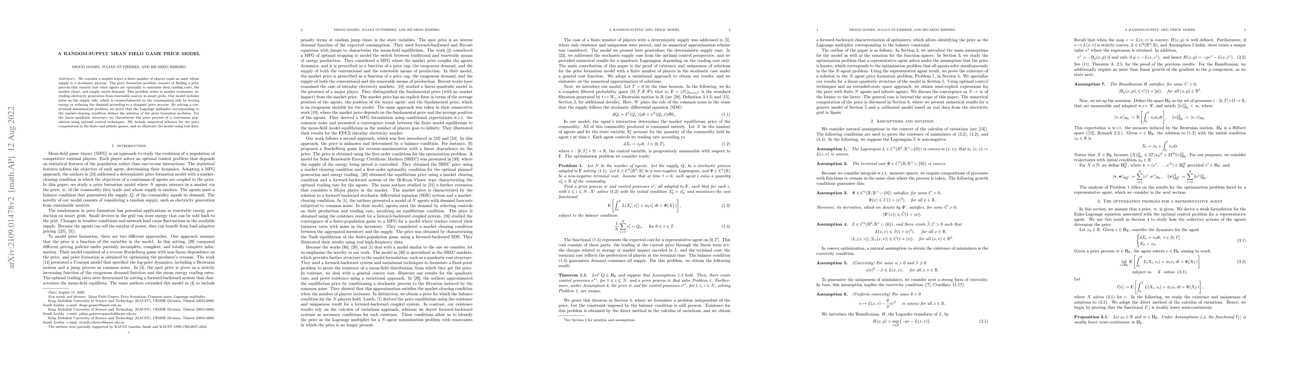 Thumbnail for A random-supply Mean Field Game price model