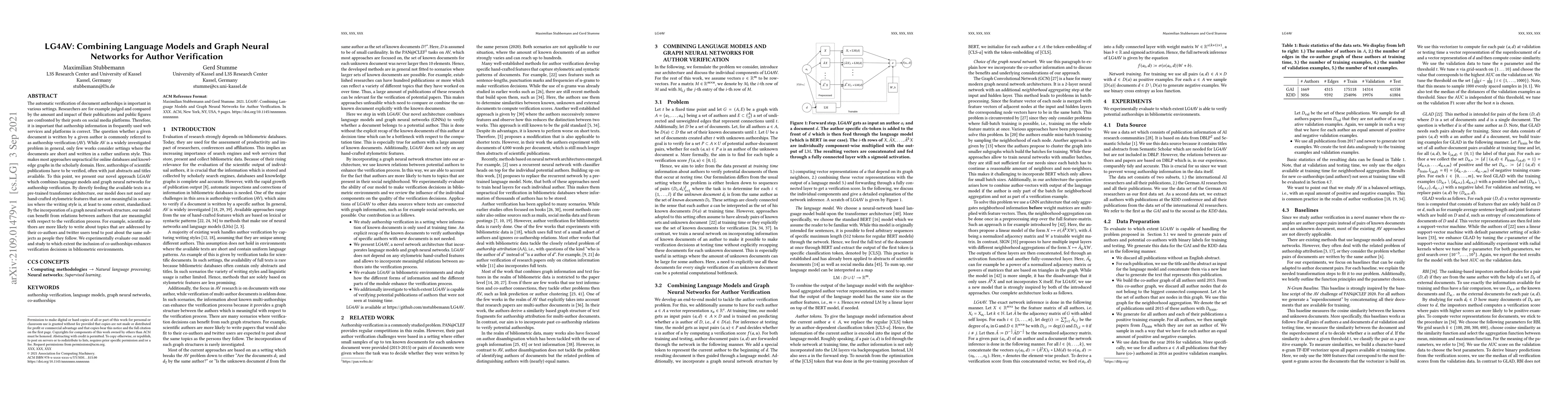 Thumbnail for LG4AV: Combining Language Models and Graph Neural Networks for Author
  Verification