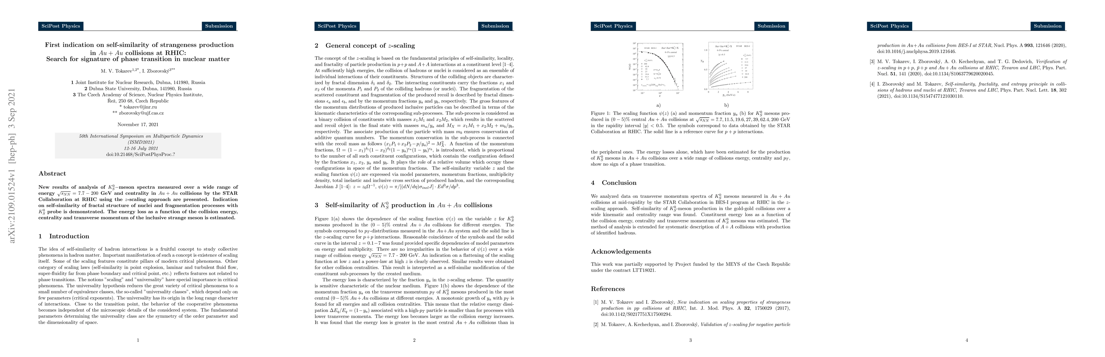 Thumbnail for First indication on self-similarity of strangeness production in $Au+Au$
  collisions at RHIC: Search for signature of phase transition in nuclear
  matter