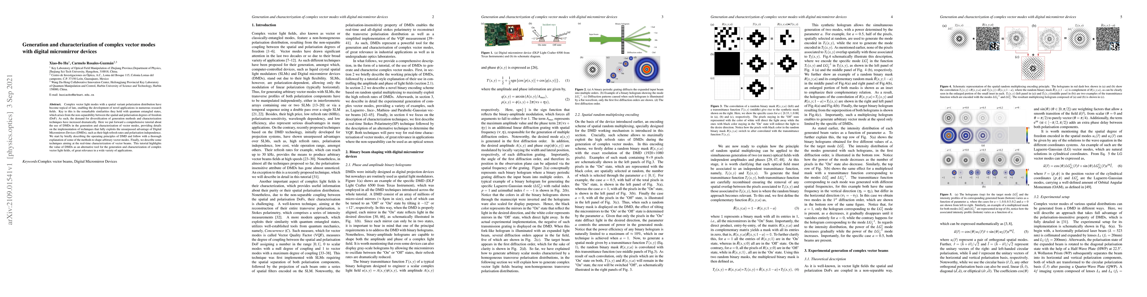 Thumbnail for Generation and characterization of complex vector modes with digital
  micromirror devices
