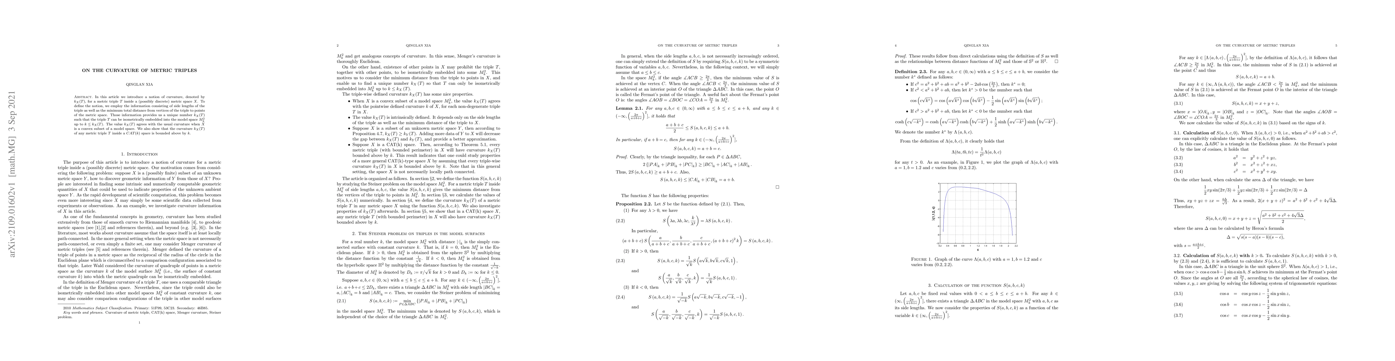 Thumbnail for On the Curvature of Metric Triples