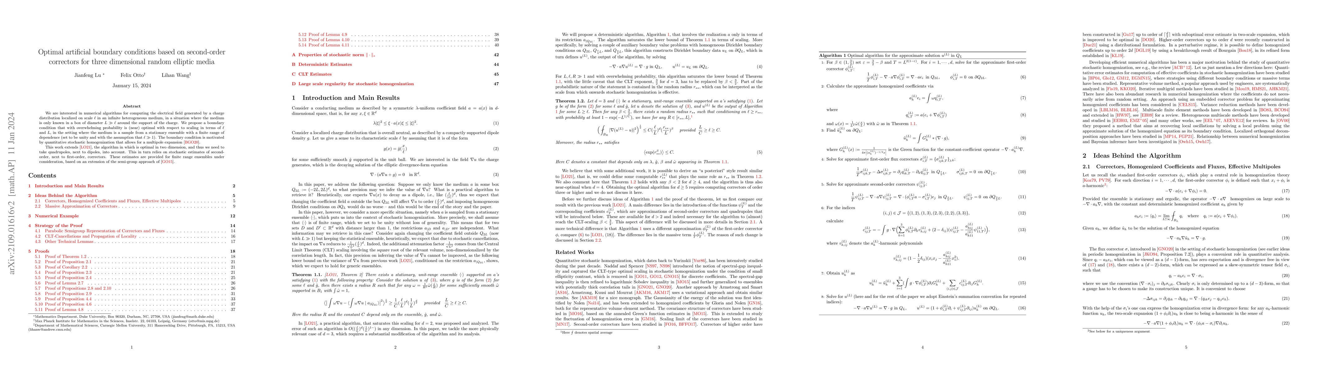 Thumbnail for Optimal artificial boundary conditions based on second-order correctors
  for three dimensional random elliptic media