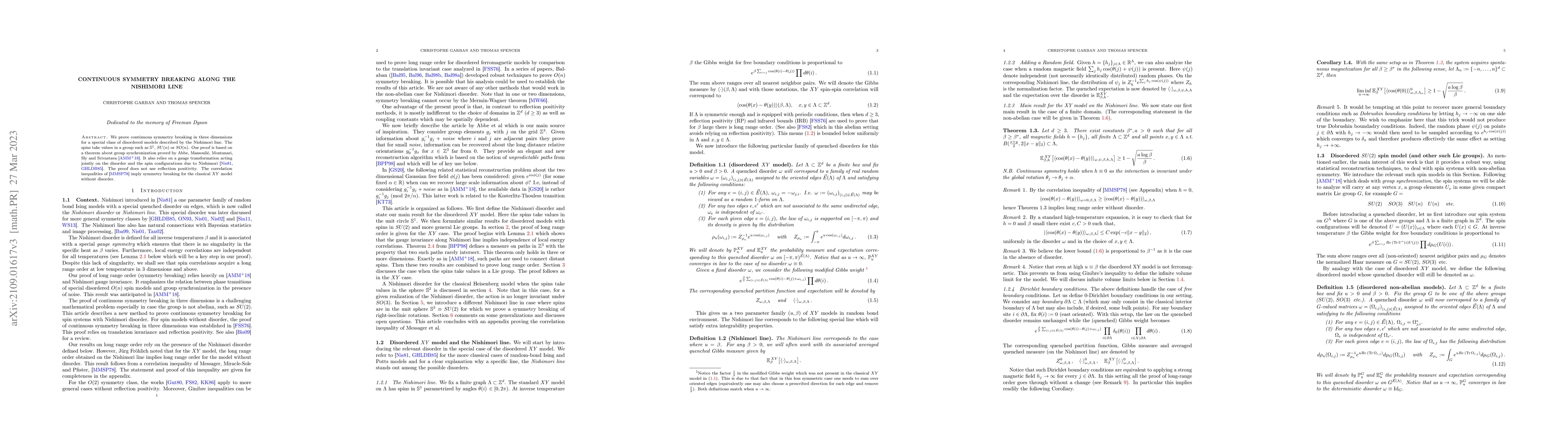 Thumbnail for Continuous symmetry breaking along the Nishimori line