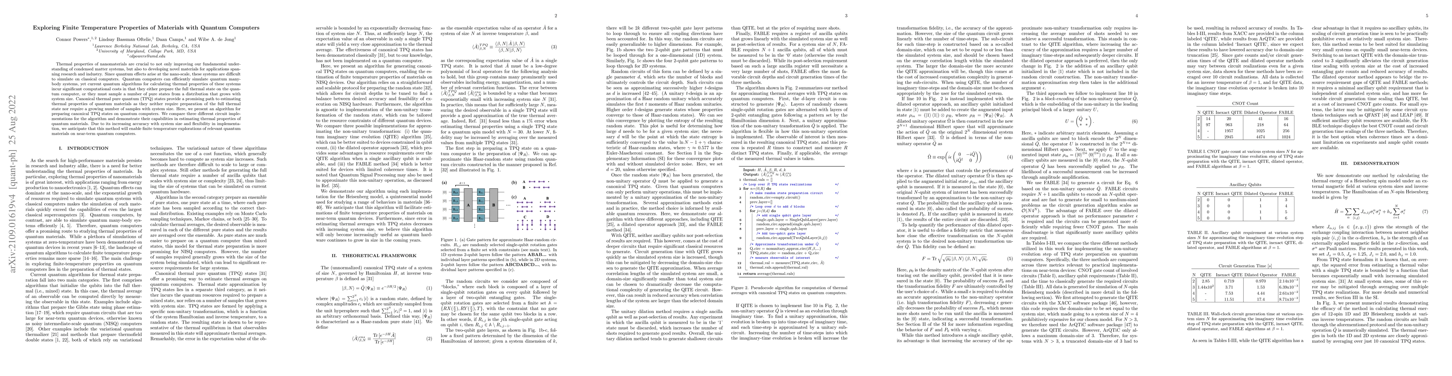 Thumbnail for Exploring Finite Temperature Properties of Materials with Quantum
  Computers