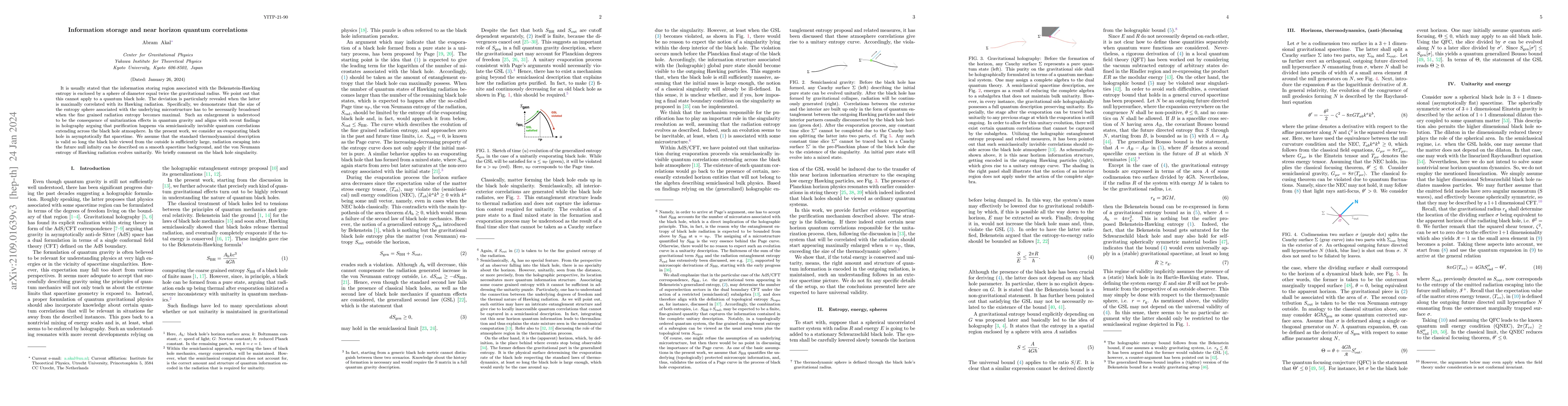 Thumbnail for Information storage and near horizon quantum correlations