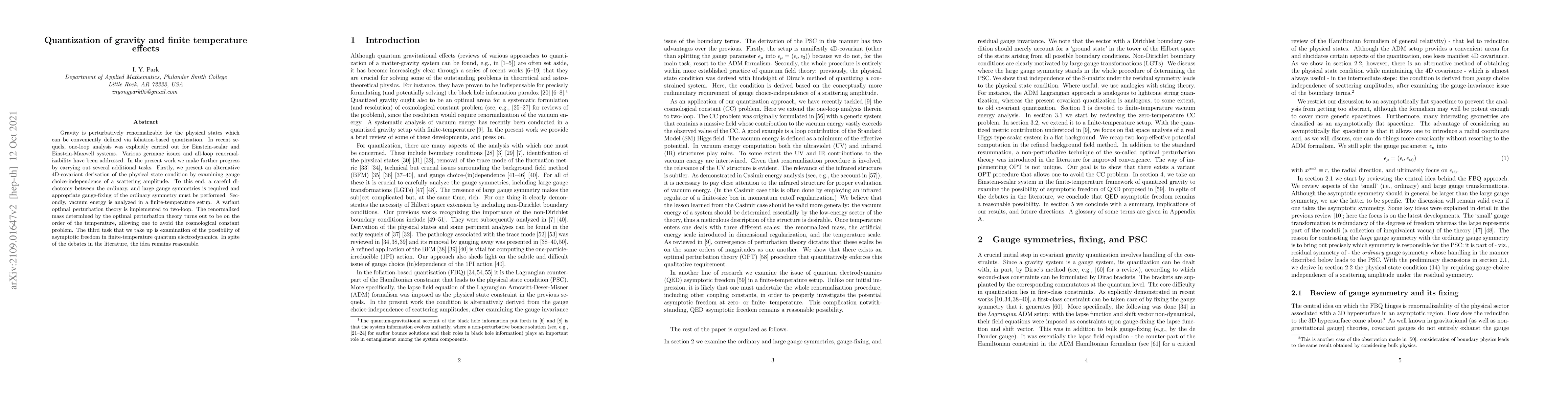 Thumbnail for Quantization of gravity and finite temperature effects