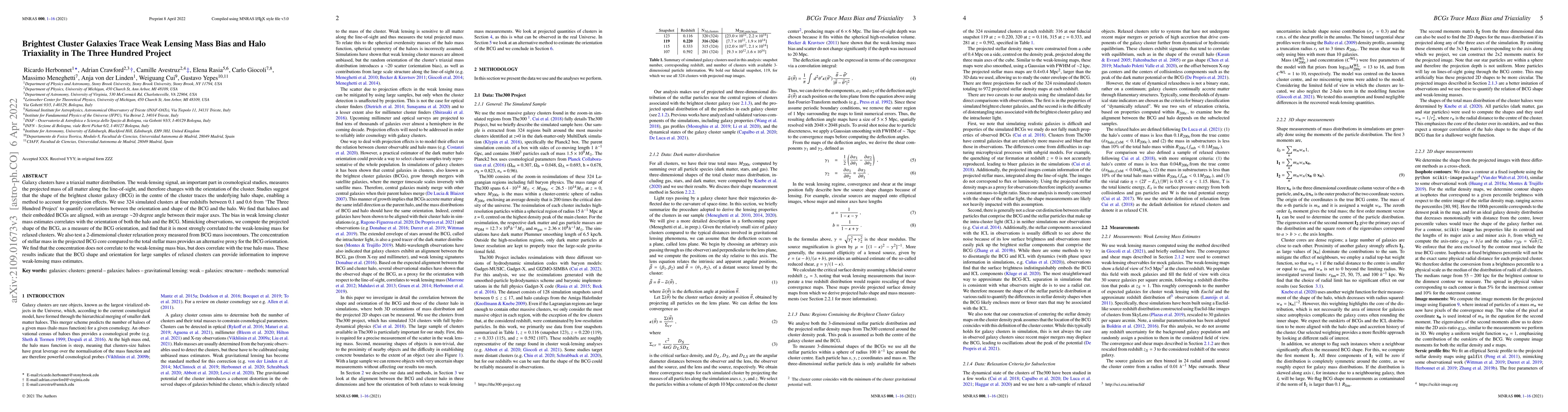 Thumbnail for Brightest Cluster Galaxies Trace Weak Lensing Mass Bias and Halo
  Triaxiality in The Three Hundred Project
