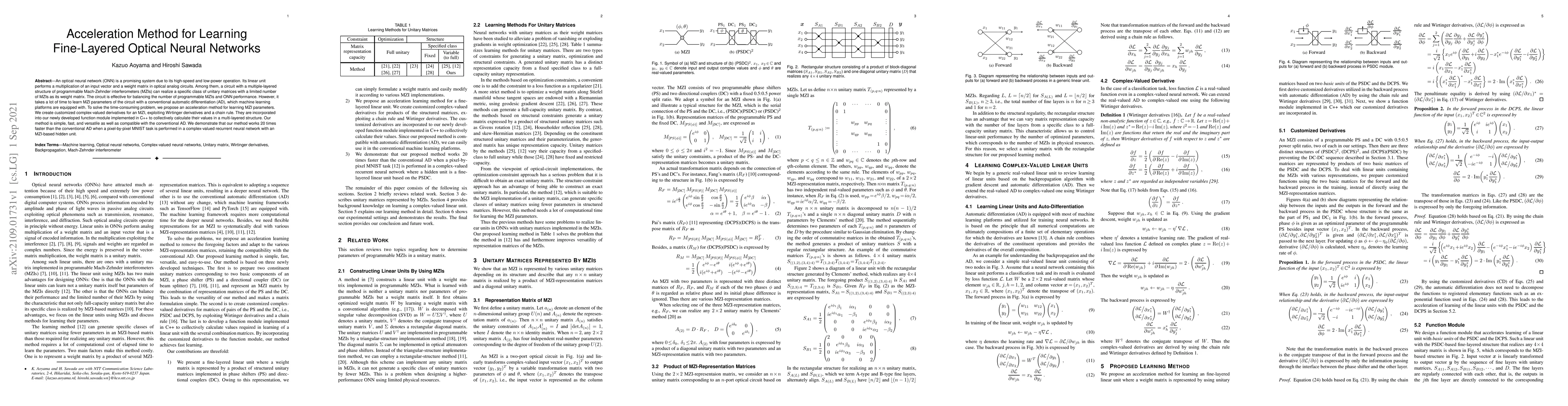 Thumbnail for Acceleration Method for Learning Fine-Layered Optical Neural Networks