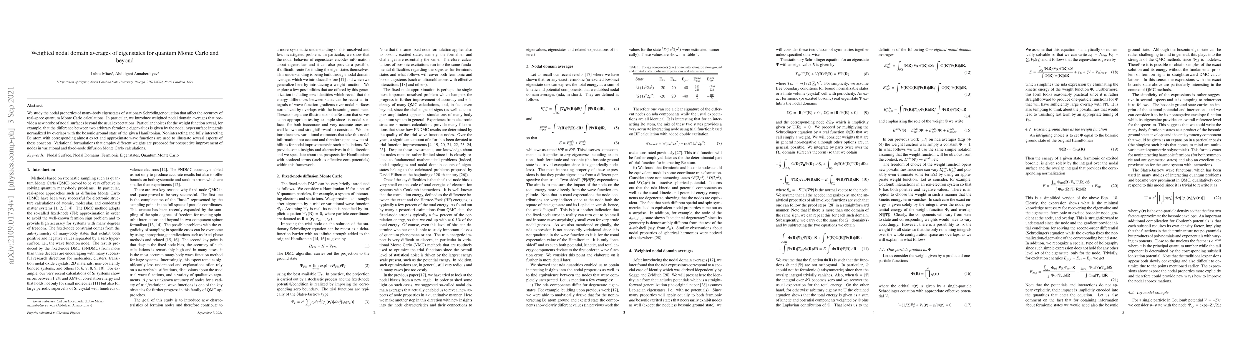 Thumbnail for Weighted nodal domain averages of eigenstates for quantum Monte Carlo
  and beyond