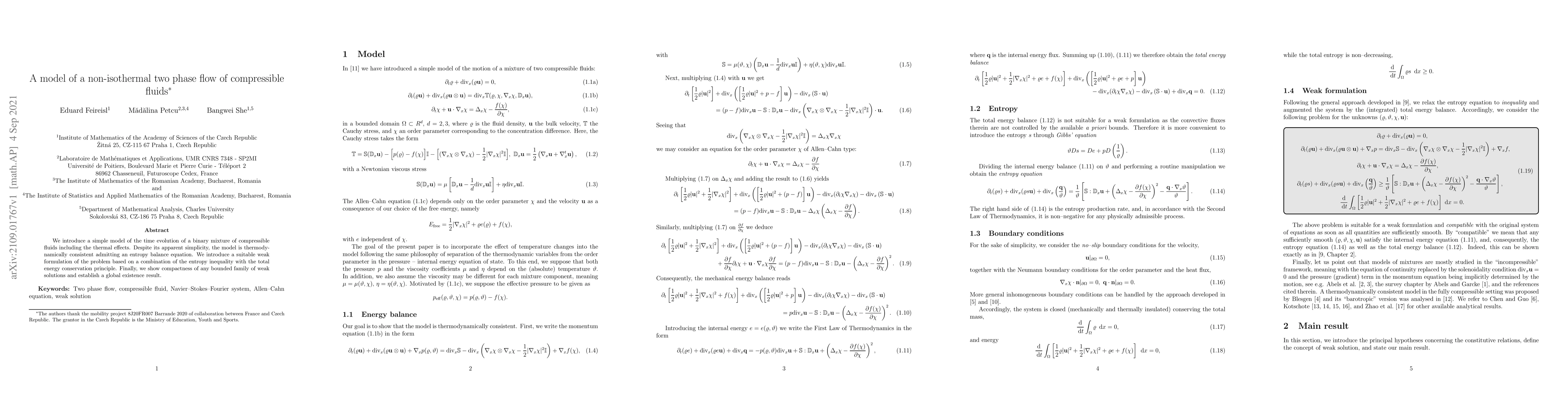 Thumbnail for A model of a non-isothermal two phase flow of compressible fluids