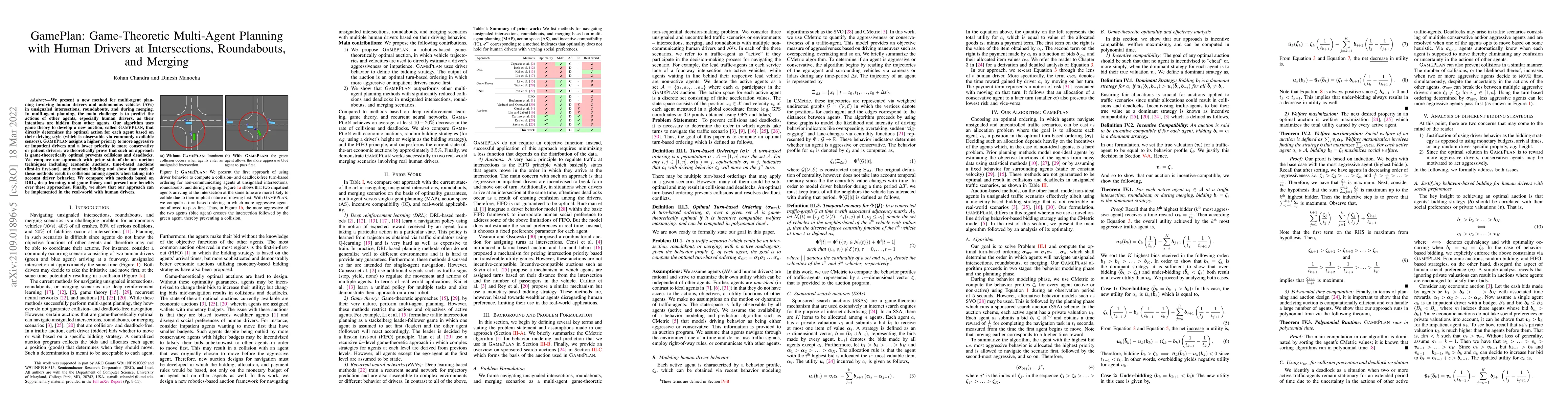 Thumbnail for GamePlan: Game-Theoretic Multi-Agent Planning with Human Drivers at
  Intersections, Roundabouts, and Merging