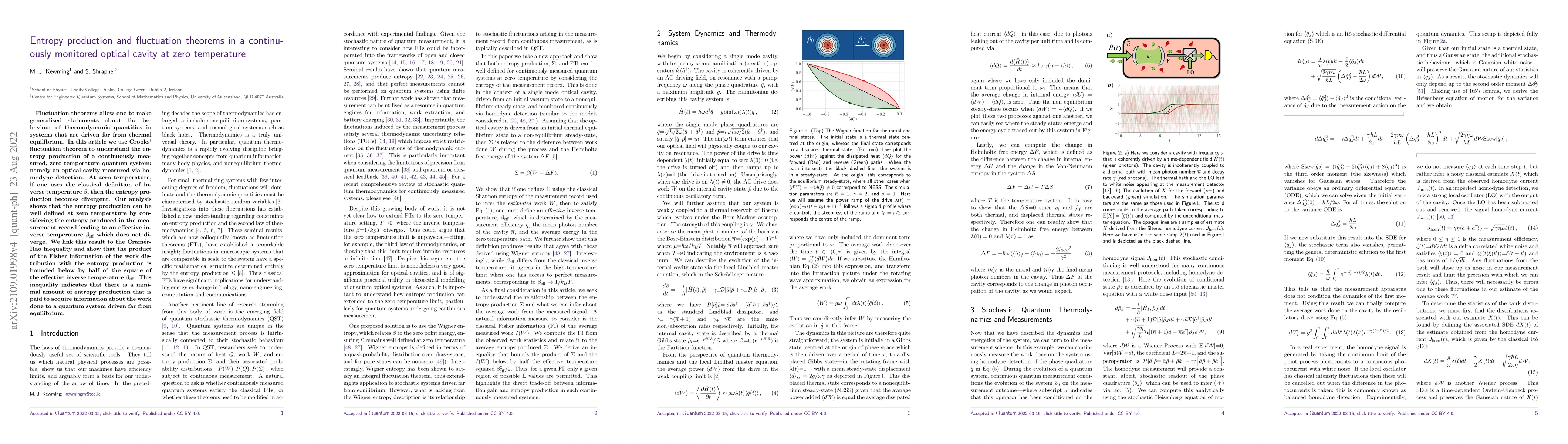Thumbnail for Entropy production and fluctuation theorems in a continuously monitored
  optical cavity at zero temperature
