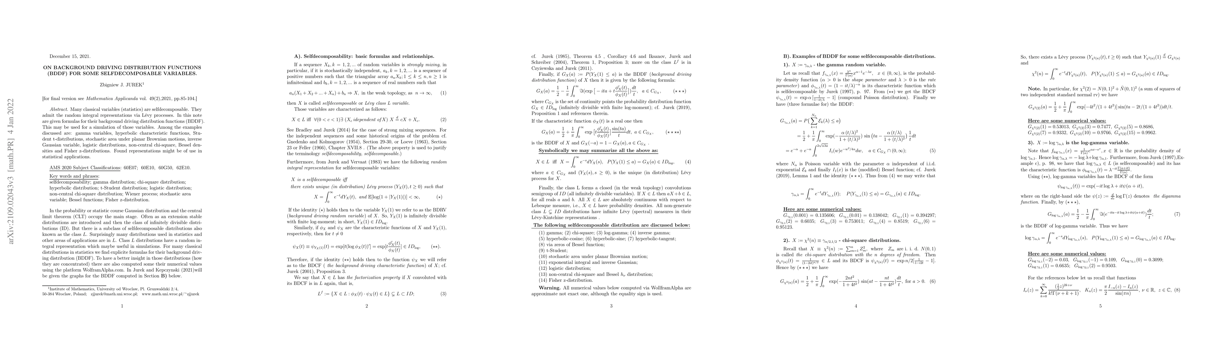 Thumbnail for On background driving distribution functions (BDDF) for some
  selfdecomposable variables