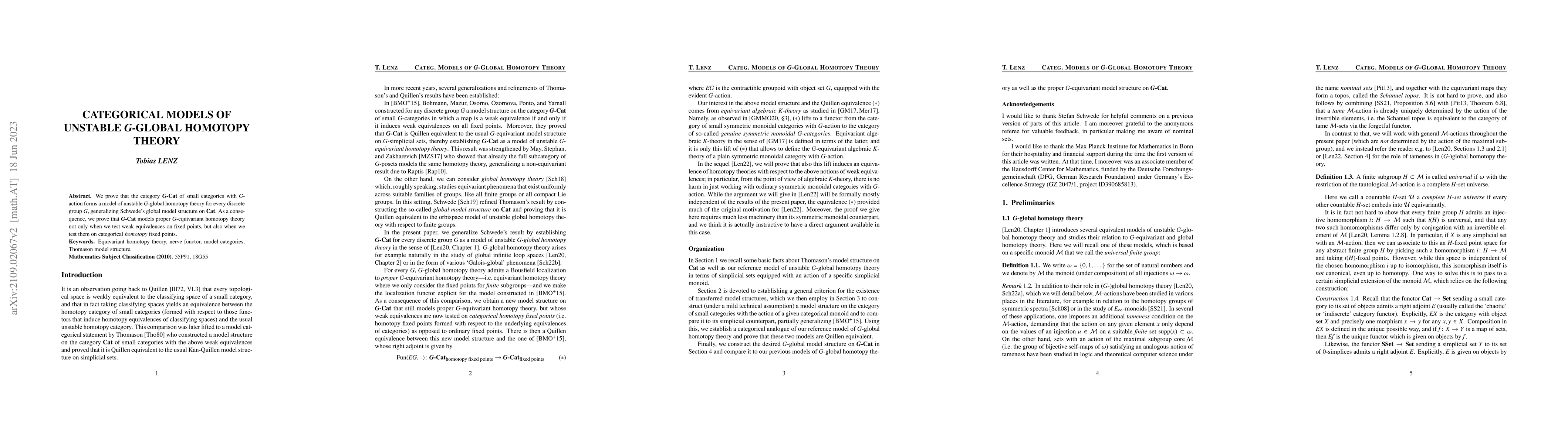 Thumbnail for Categorical models of unstable G-global homotopy theory