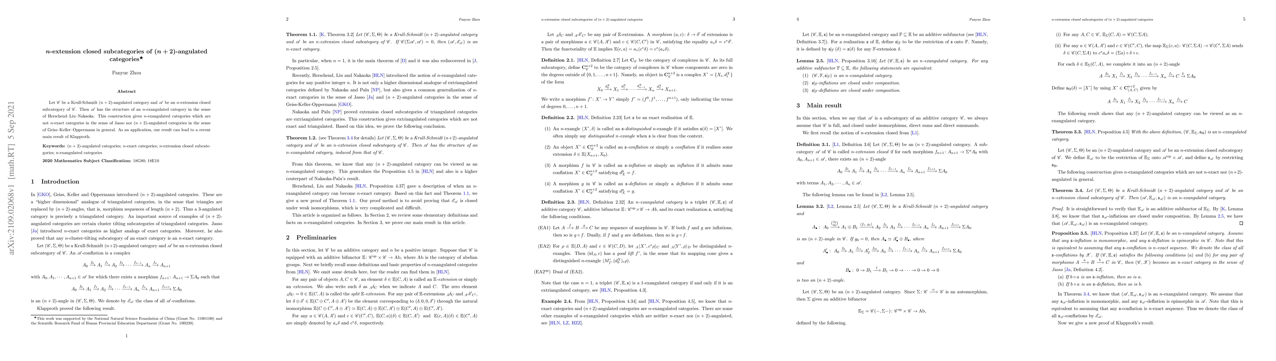 Thumbnail for N-extension closed subcategories of (n+2)-angulated categories