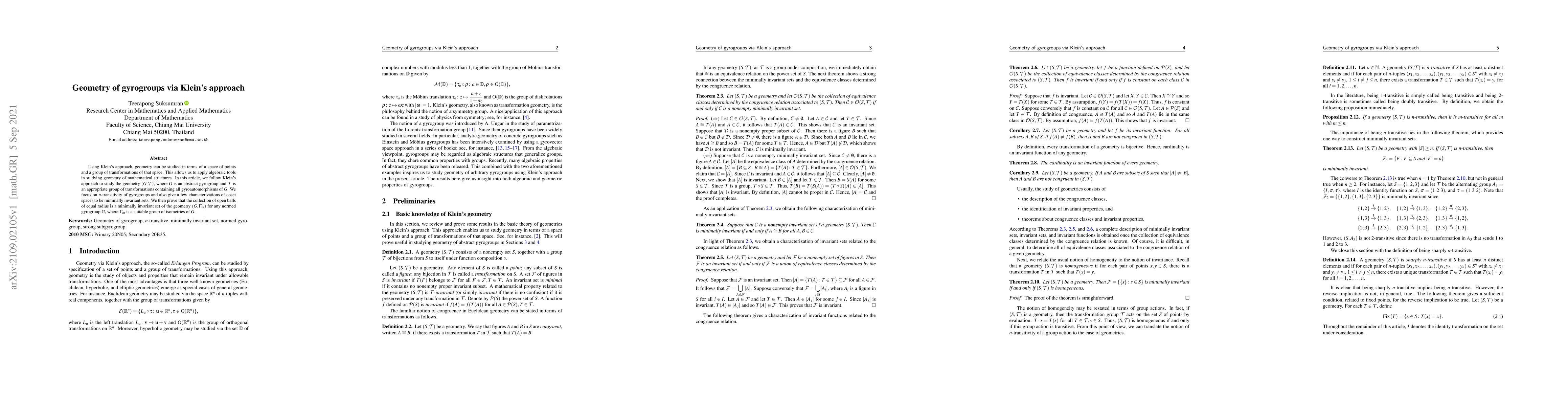 Thumbnail for Geometry of gyrogroups via Klein's approach