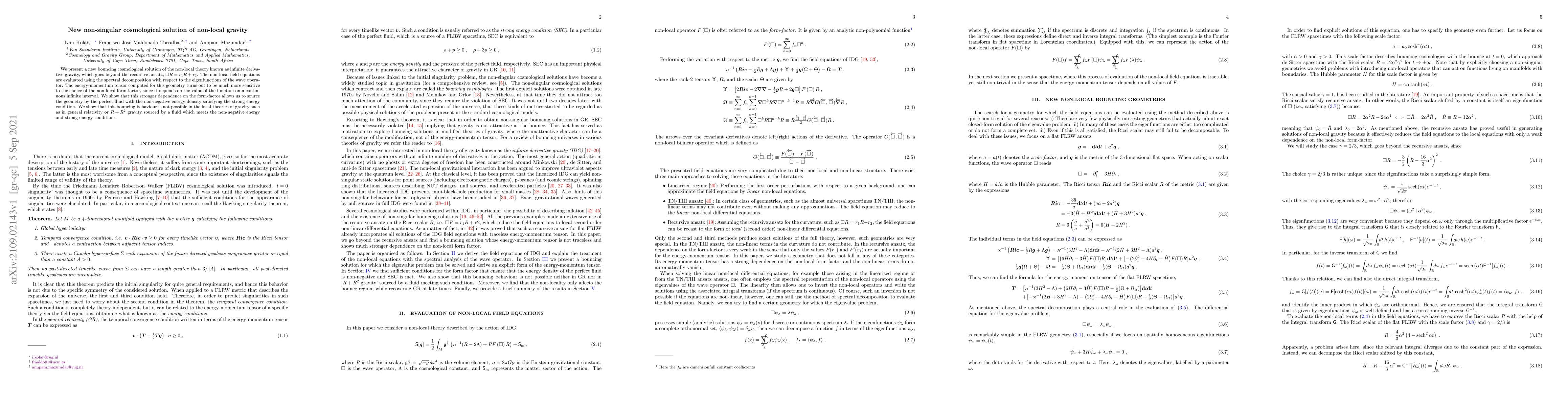 Thumbnail for New non-singular cosmological solution of non-local gravity
