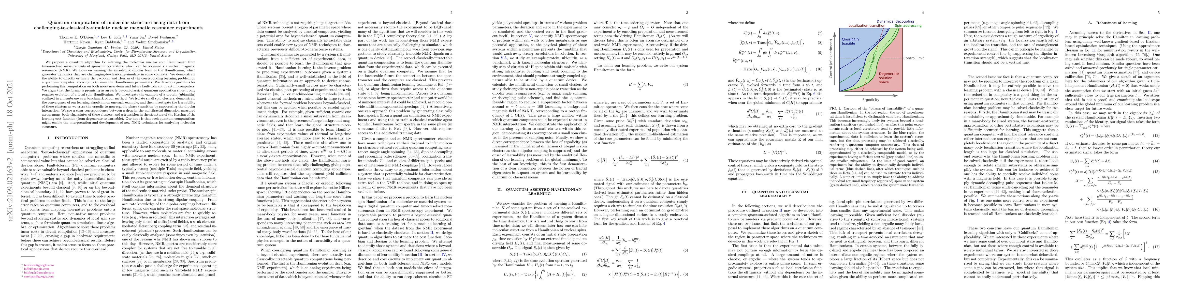Thumbnail for Quantum computation of molecular structure using data from
  challenging-to-classically-simulate nuclear magnetic resonance experiments