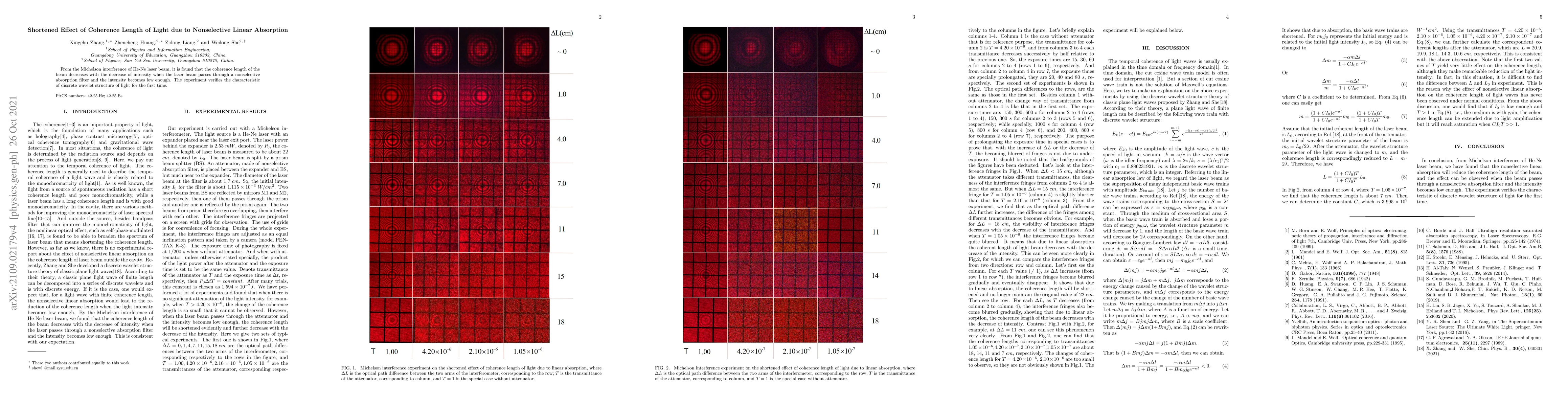 Thumbnail for Shortened effect of coherence length of light due to nonselective linear
  absorption