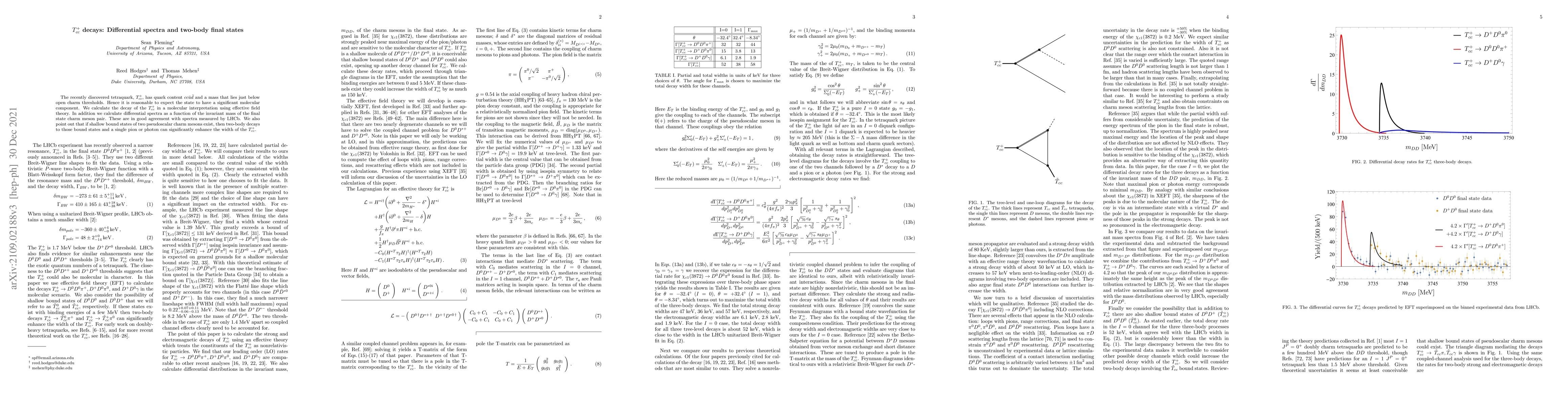Thumbnail for $T_{cc}^+$ decays: Differential spectra and two-body final states