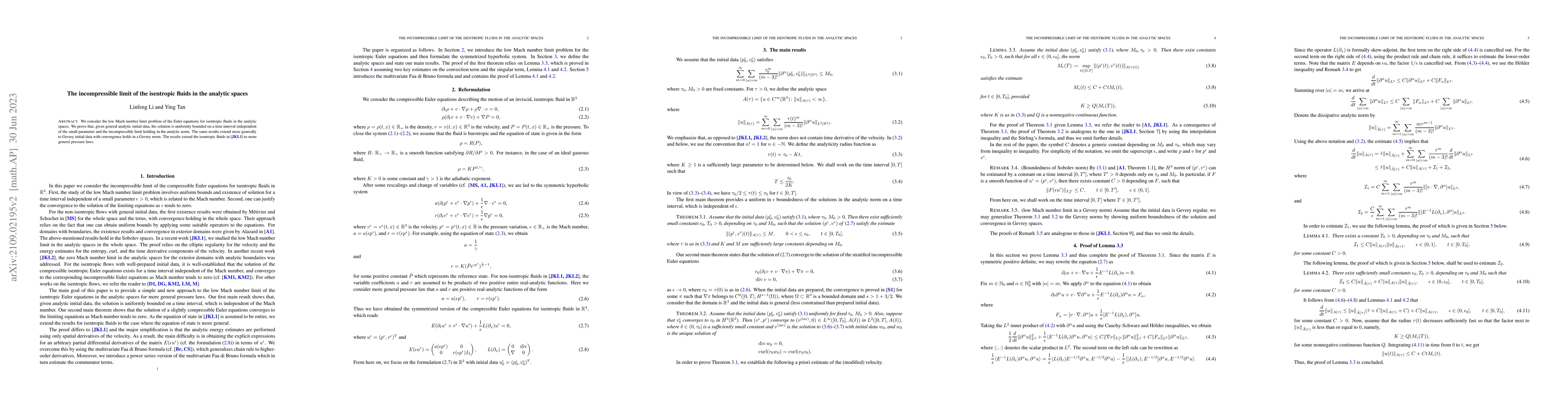 Thumbnail for The incompressible limit of the isentropic fluids in the analytic spaces