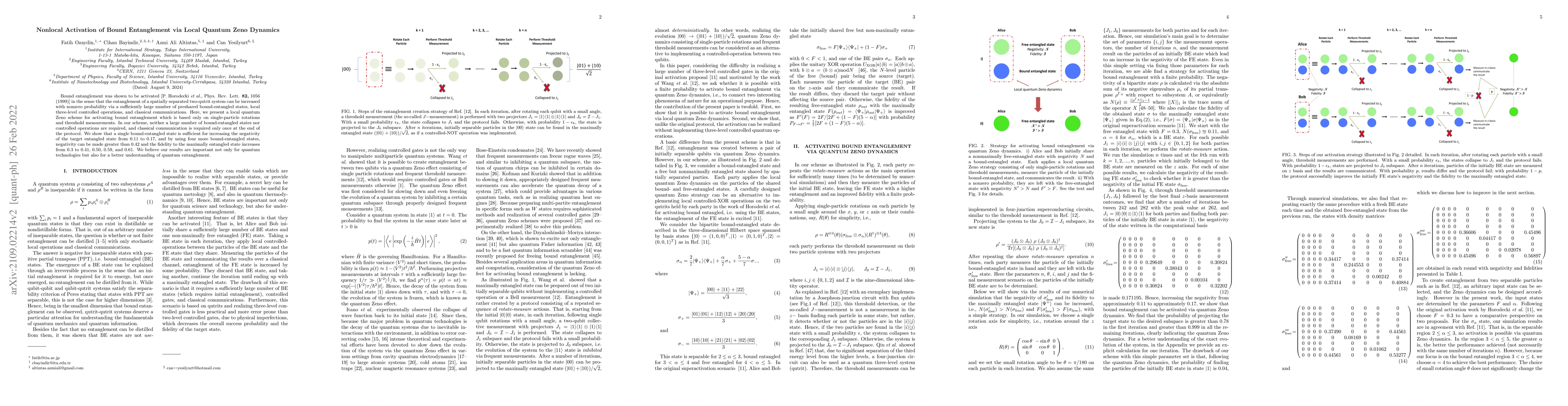 Thumbnail for Nonlocal Activation of Bound Entanglement via Local Quantum Zeno
  Dynamics