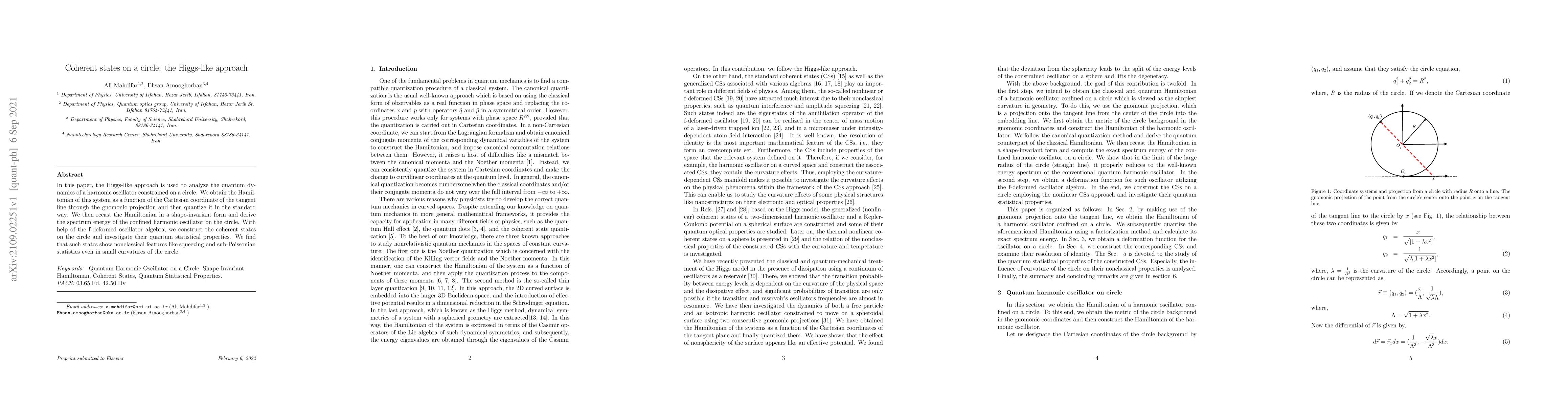 Thumbnail for Coherent states on a circle: the Higgs-like approach