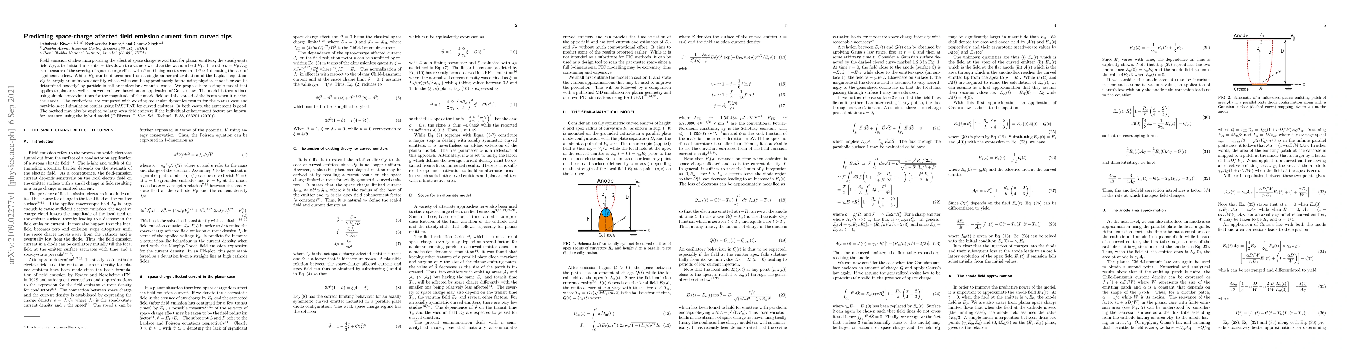 Thumbnail for Predicting space-charge affected field emission current from curved tips