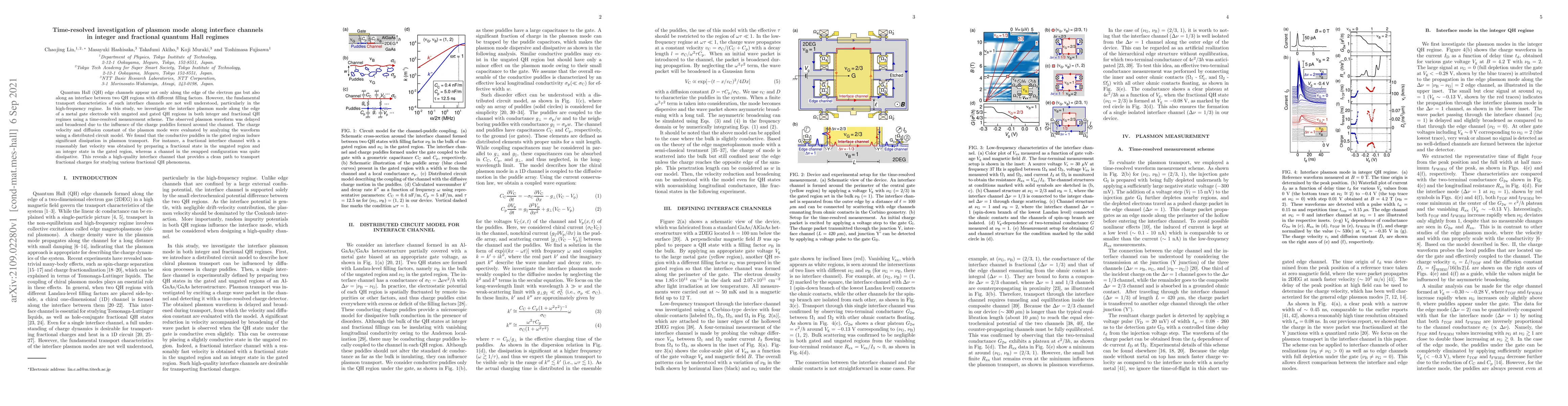 Thumbnail for Time-resolved investigation of plasmon mode along interface channels in
  integer and fractional quantum Hall regimes