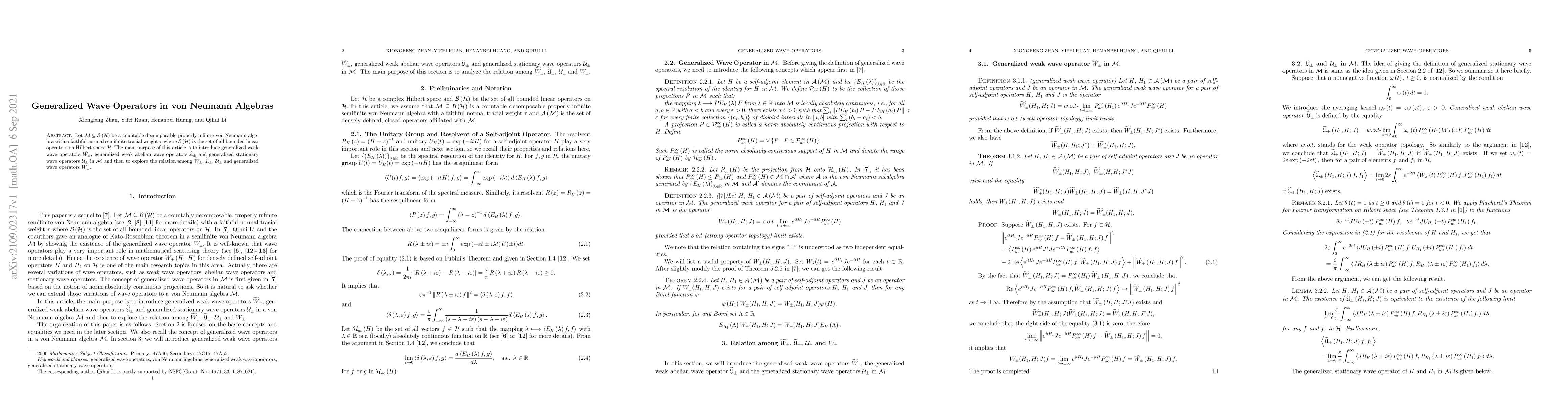 Thumbnail for Generalized Wave Operators in von Neumann Algebras