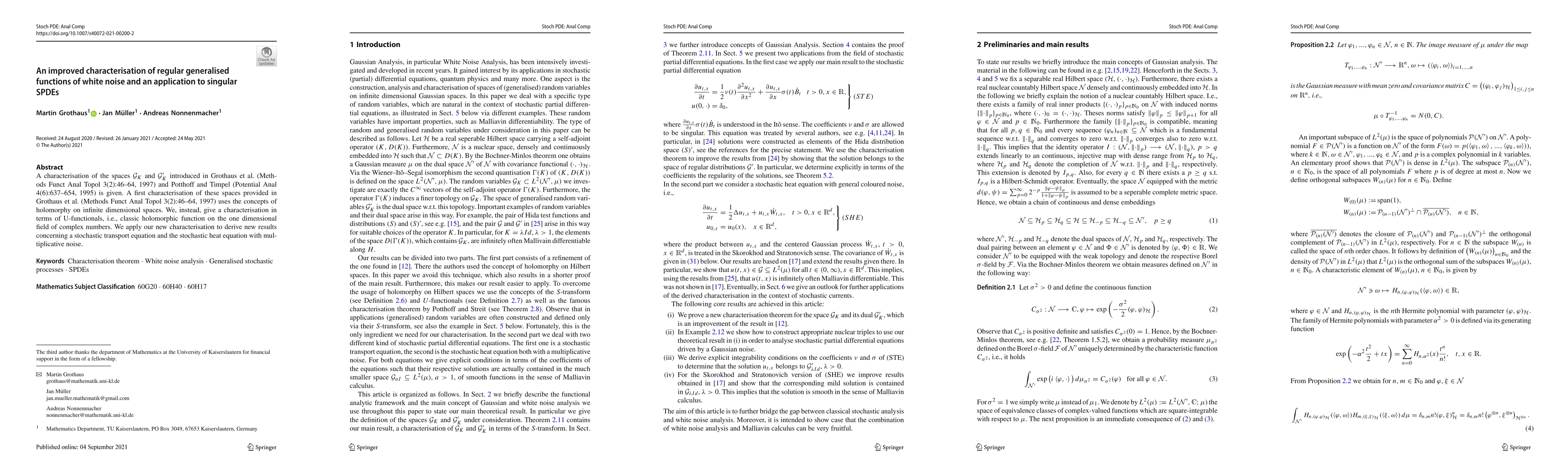 Thumbnail for An improved characterisation of regular generalised functions of white
  noise and an application to singular SPDEs