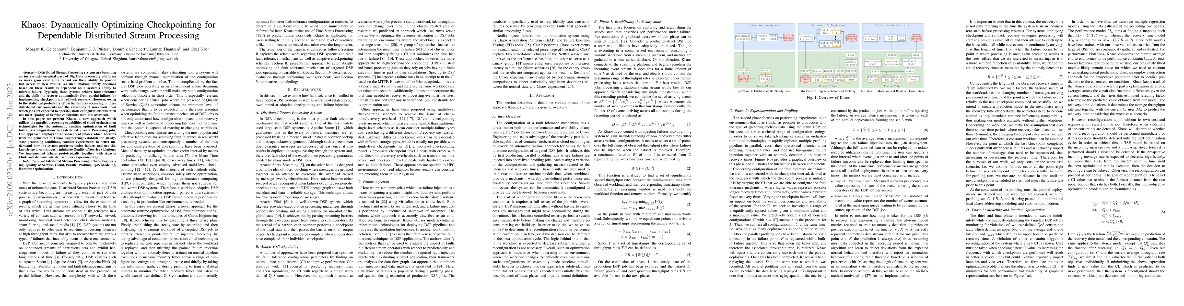 Thumbnail for Khaos: Dynamically Optimizing Checkpointing for Dependable Distributed
  Stream Processing