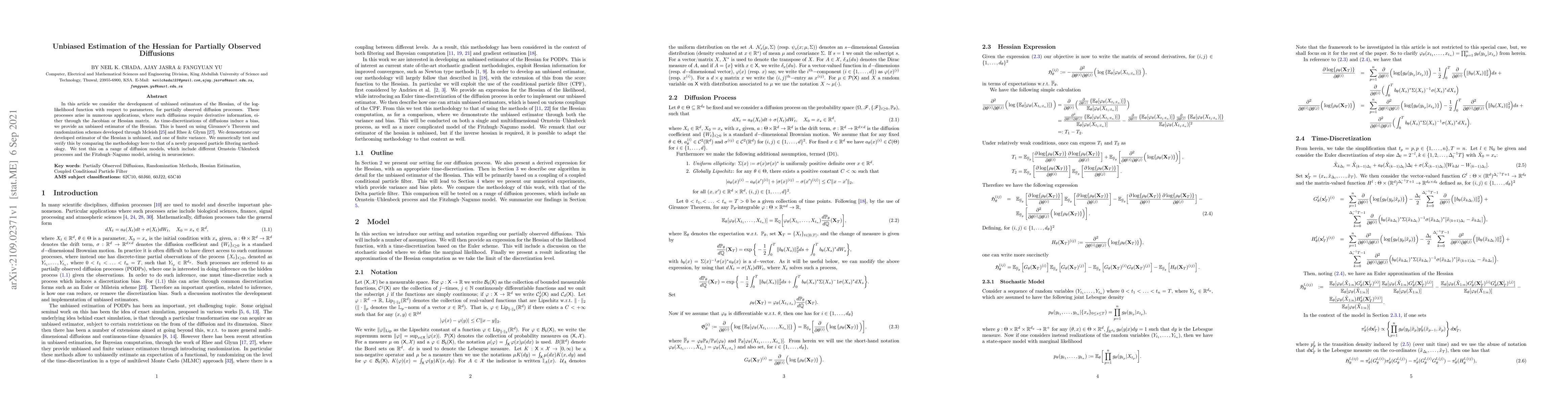 Thumbnail for Unbiased Estimation of the Hessian for Partially Observed Diffusions