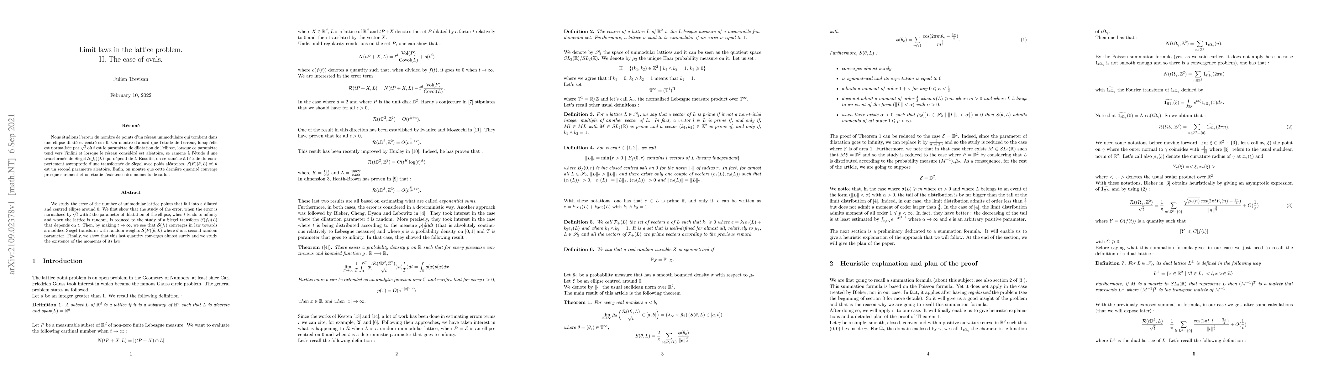 Thumbnail for Limit laws in the lattice problem. II. The case of ovals