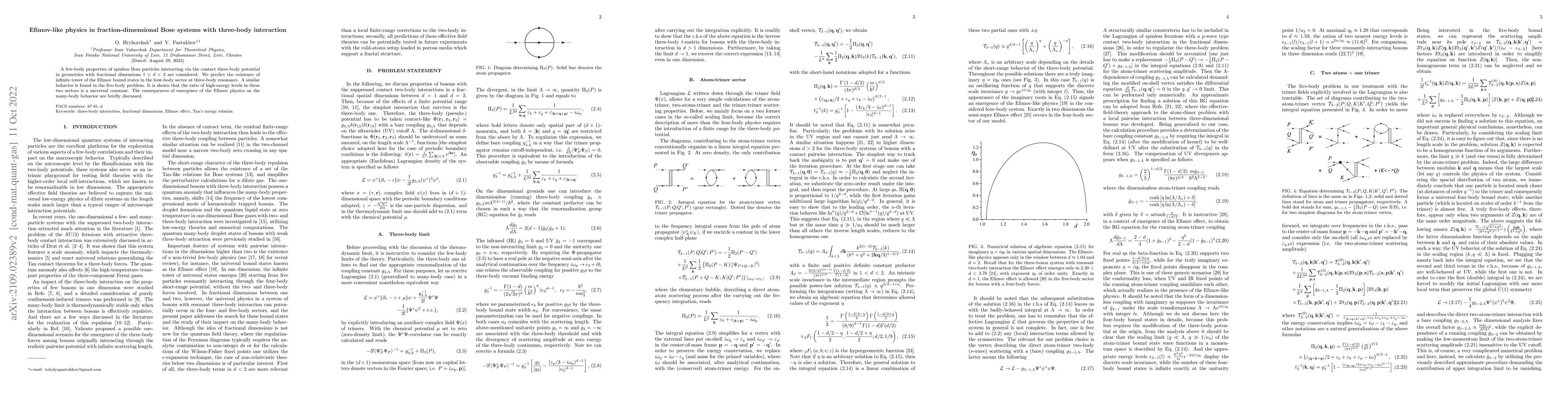 Thumbnail for Efimov-like physics in fraction-dimensional Bose systems with three-body
  interaction