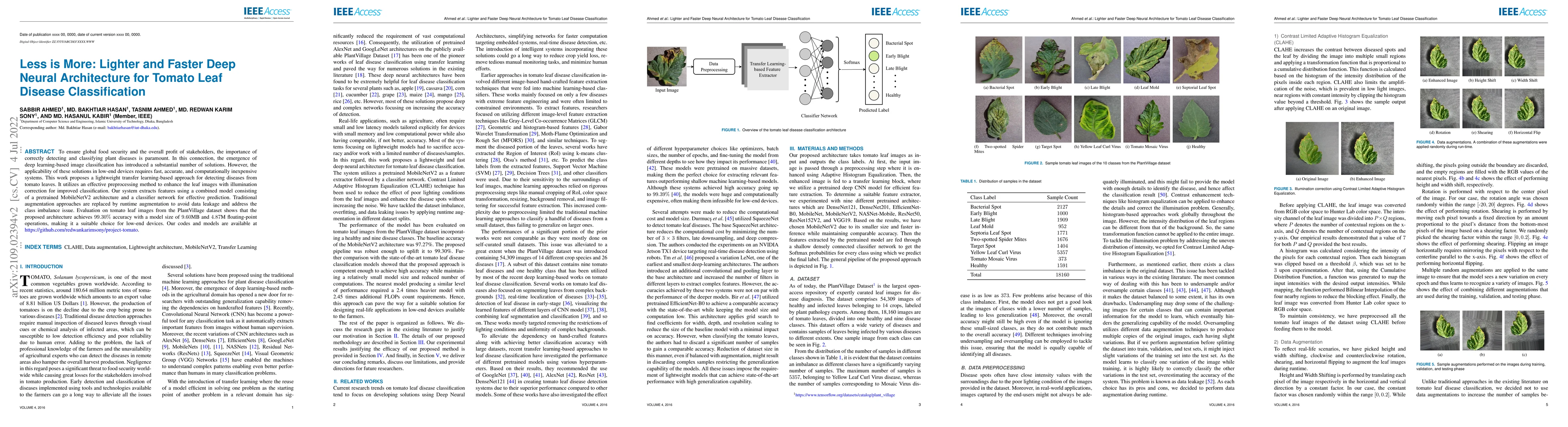 Thumbnail for Less is More: Lighter and Faster Deep Neural Architecture for Tomato
  Leaf Disease Classification