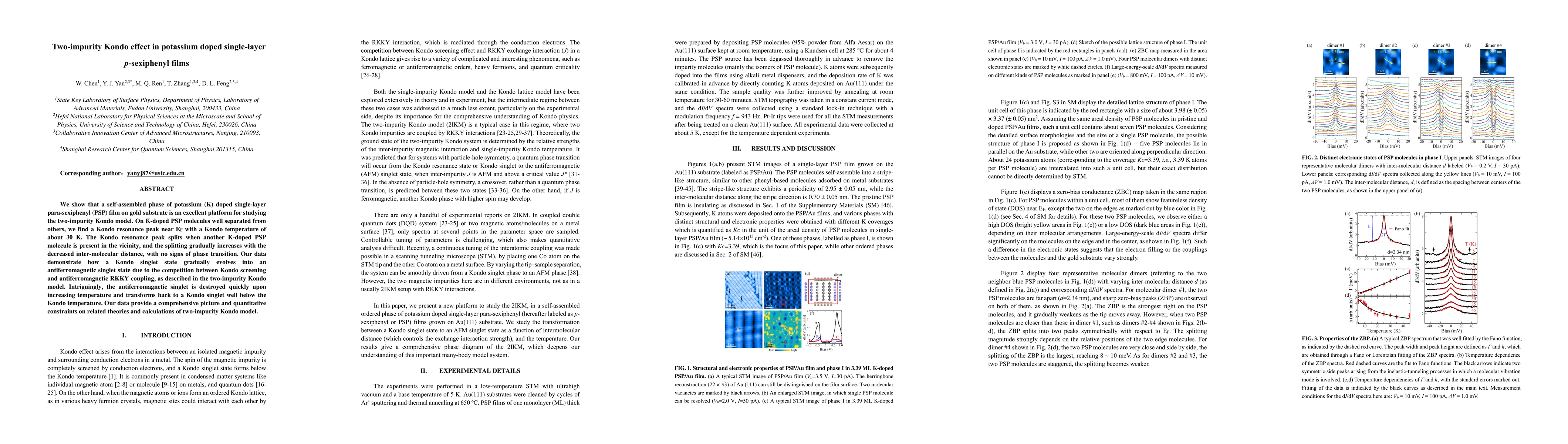 Thumbnail for Two-impurity Kondo effect in potassium doped single-layer p-sexiphenyl
  films