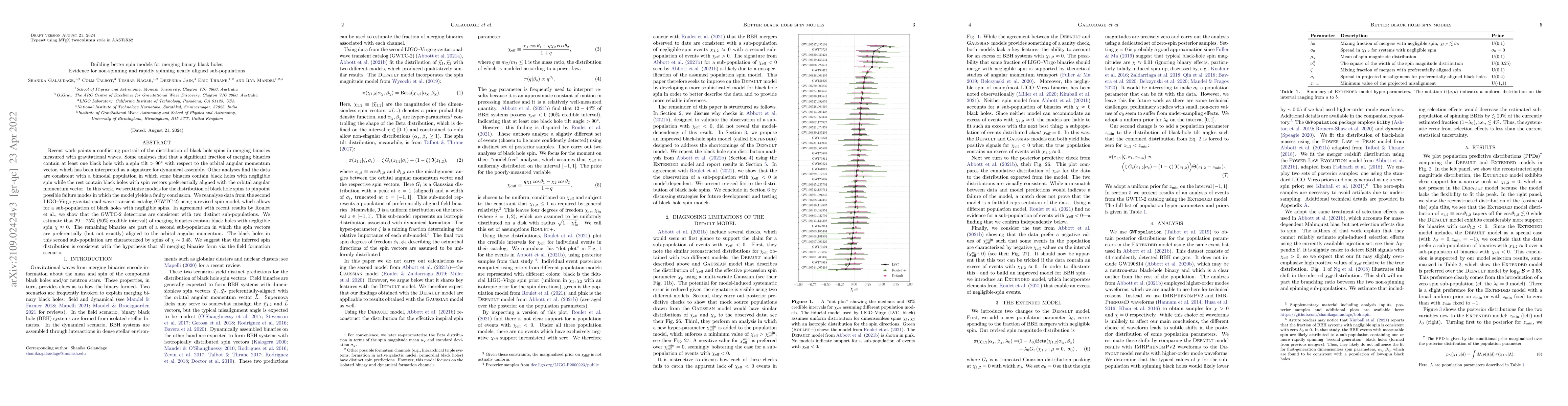 Thumbnail for Building better spin models for merging binary black holes: Evidence for
  non-spinning and rapidly spinning nearly aligned sub-populations