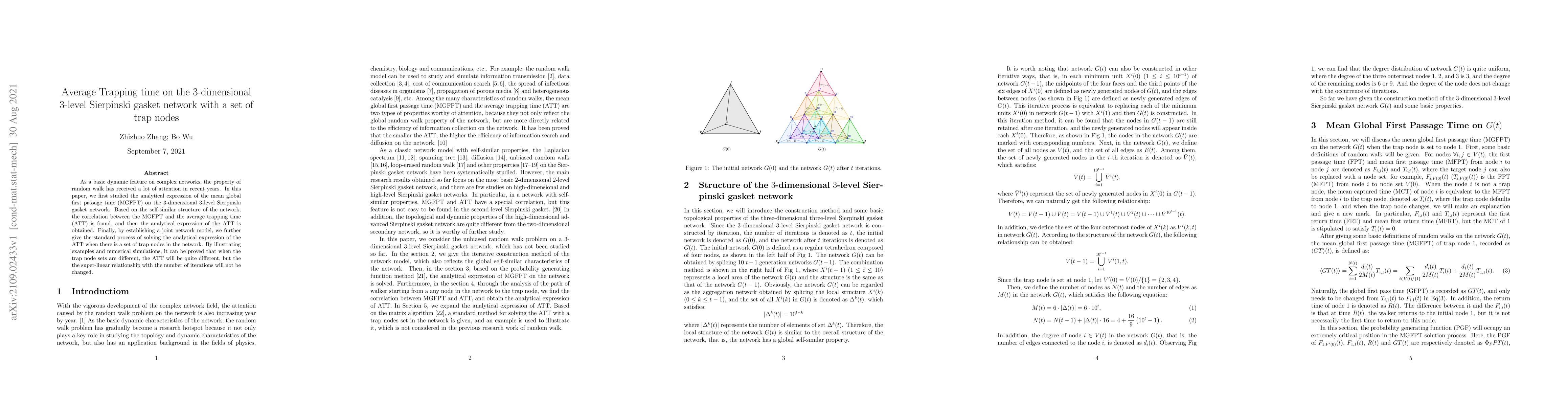 Thumbnail for Average Trapping time on the 3-dimensional 3-level Sierpinski gasket
  network with a set of trap nodes