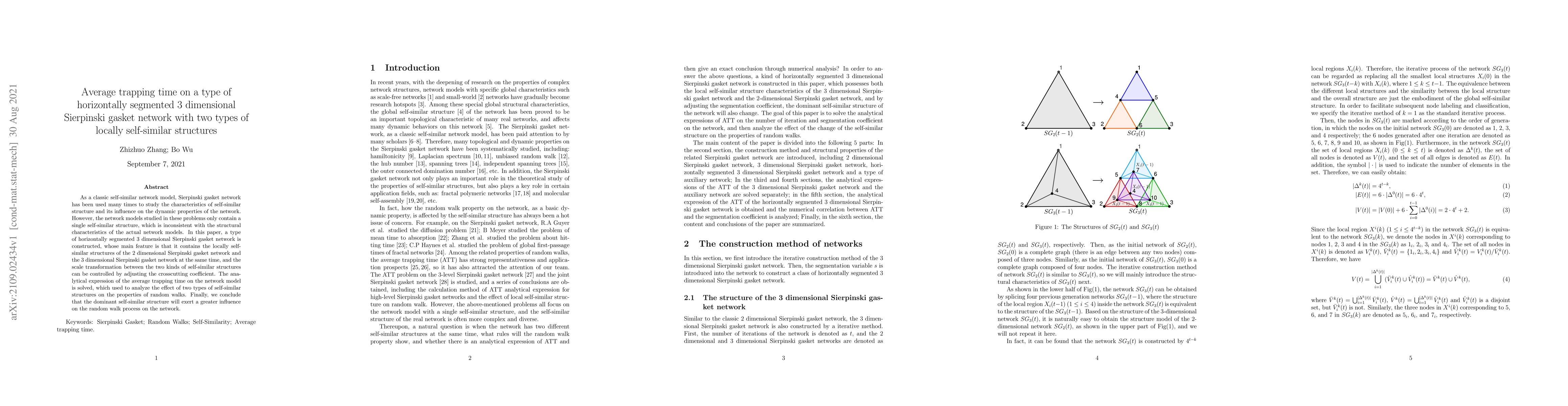 Thumbnail for Average trapping time on a type of horizontally segmented 3 dimensional
  Sierpinski gasket network with two types of locally self-similar structures