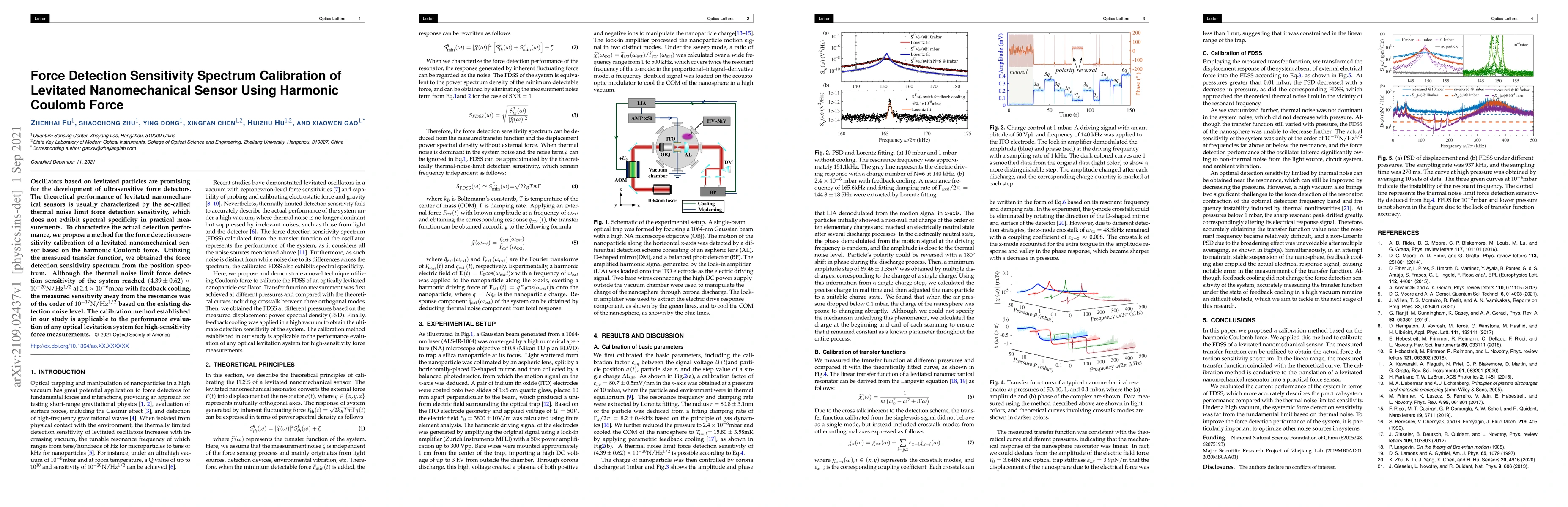 Thumbnail for Force Detection Sensitivity Spectrum Calibration of Levitated
  Nanomechanical Sensor Using Harmonic Coulomb Force