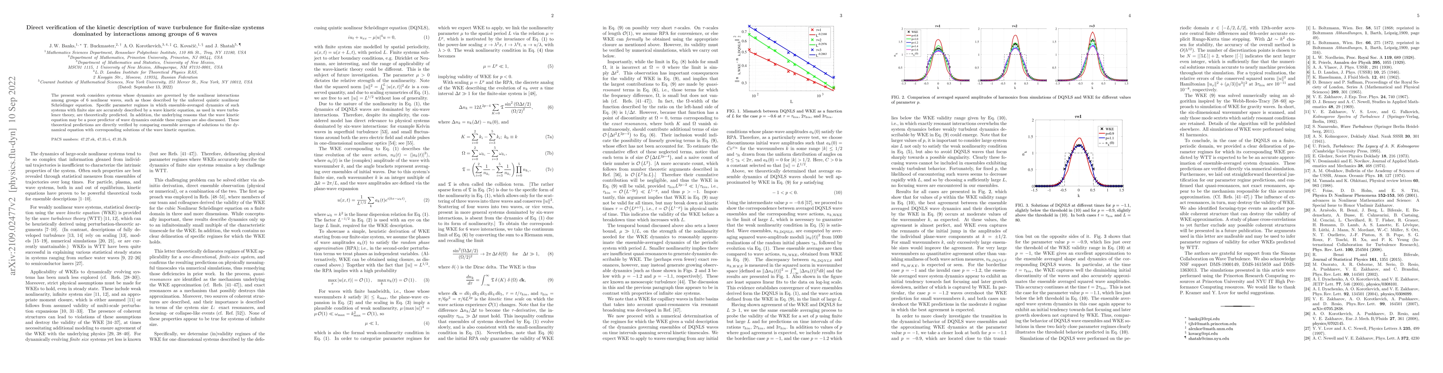 Thumbnail for Direct verification of the kinetic description of wave turbulence for
  finite-size systems dominated by interactions among groups of 6 waves