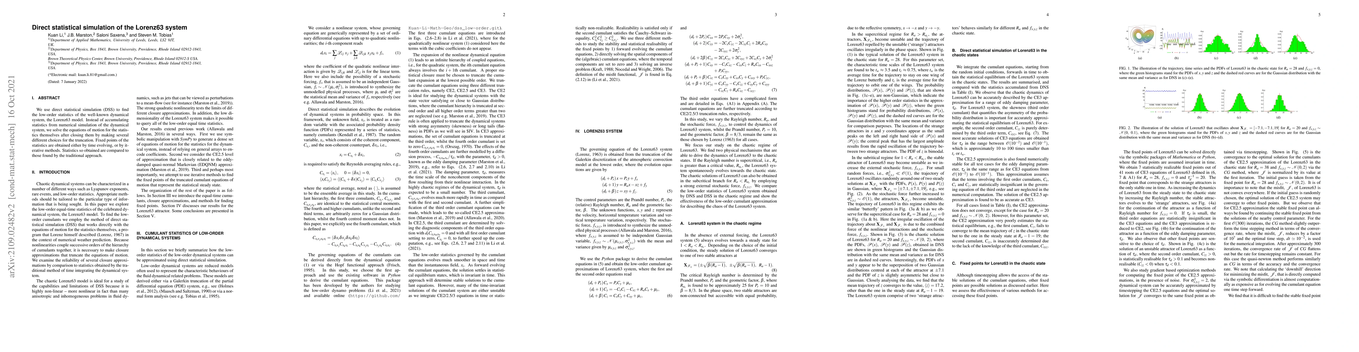 Thumbnail for Direct statistical simulation of the Lorenz63 system